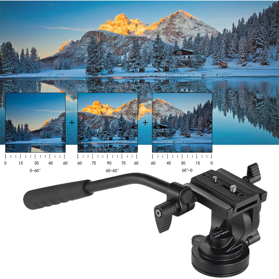 KINGJOY Flexible Aluminum DSLR Camera Tripod Head Fluid Video for Sony Nikon - Image 2 of 4
