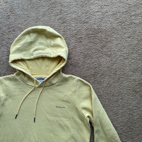Columbia Sweatshirt Womens Medium Long Yellow Pullover Hoodie Pockets - Picture 4 of 11