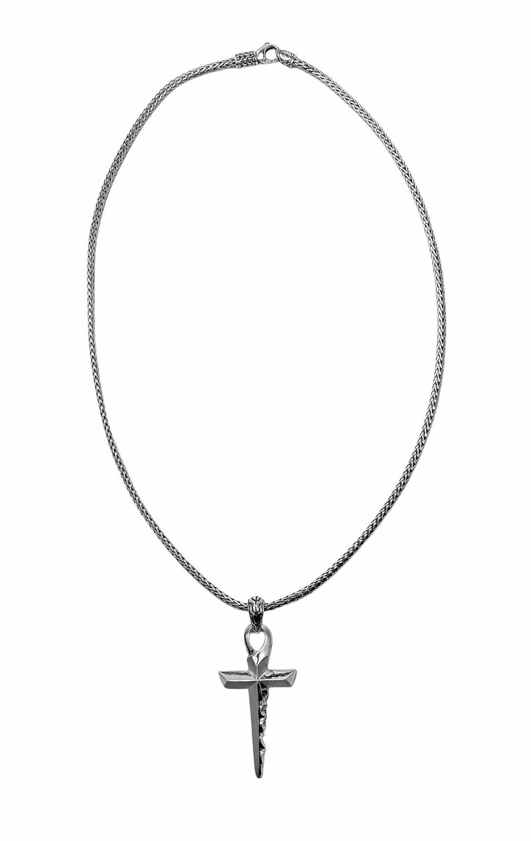 JOHN HARDY KERIS DAGGER CROSS STERLING SILVER PENDANT CHAIN 16