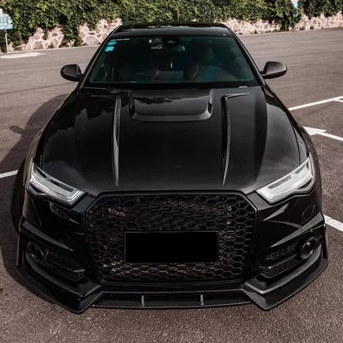 For AUDI A6 C7 S-LINE S6 2016-2019 REAL CARBON Front Bumper Lip Spoiler Body Kit - Picture 7 of 12