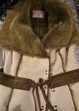 Women GUESS Los Angeles Vest Faux Fur Suade Tan Size S