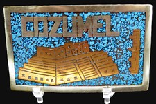 Cozumel Mexico Turquoise Handmade Southwest Style Vintage Belt Buckle