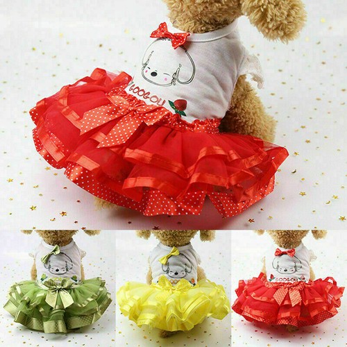 Pet Puppy Small Dog Clothes Cat Lace Tutu Skirt Princess Dress Dog Vest Shirt + - Picture 7 of 31