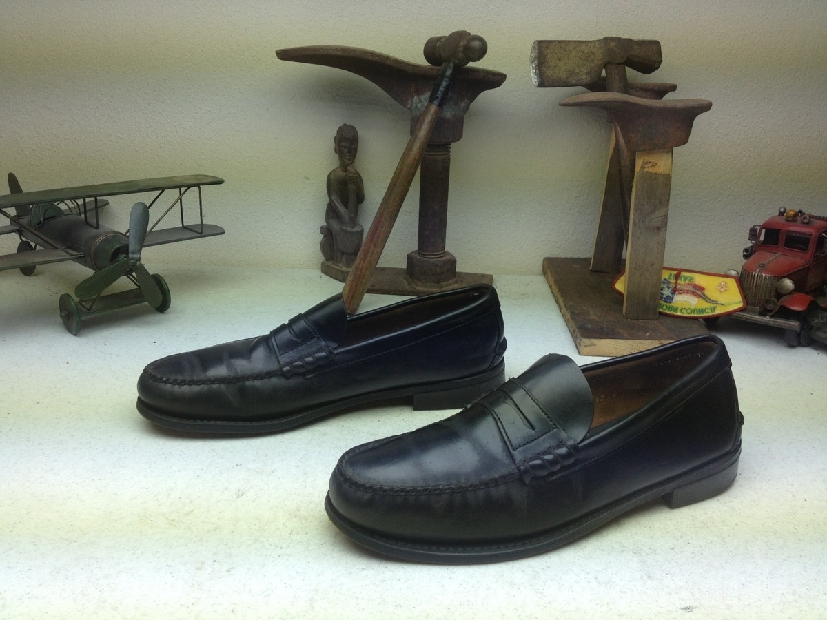 VTG LL Bean Penny Loafers Mens 13 Black Leather Made in USA 90s Driving Shoes Men main image 4
