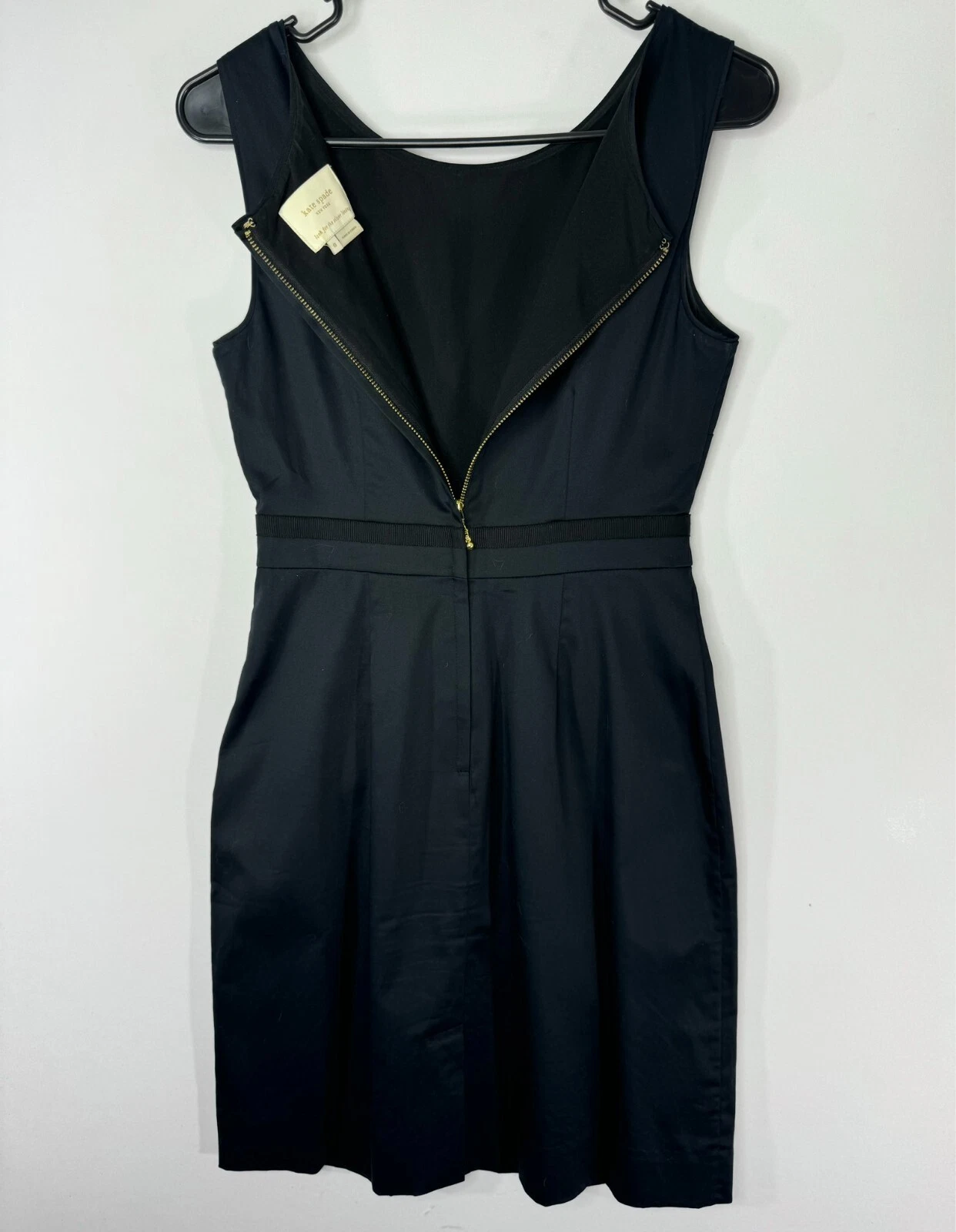 Kate Spade abito nero senza maniche corto linea A cravatta cinch taglia 0