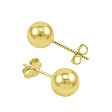 New gold-plated Sterling Silver 7mm Polished Ball Bead Stud Earrings .925