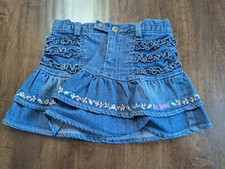 VTG "BABY GUESS" Denim Skirt x 18M BABIES w/"Ruffles-Machine Embroidery" USED