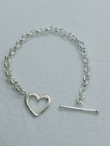 OTC Italy 925 Sterling Silver Bracelet With Heart Toggle Clasp | eBay