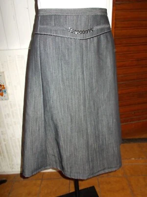 Jupe longue évasée noir laine/polyester stretch Un Jour Ailleurs 50 48D 22UK - Photo 1/4