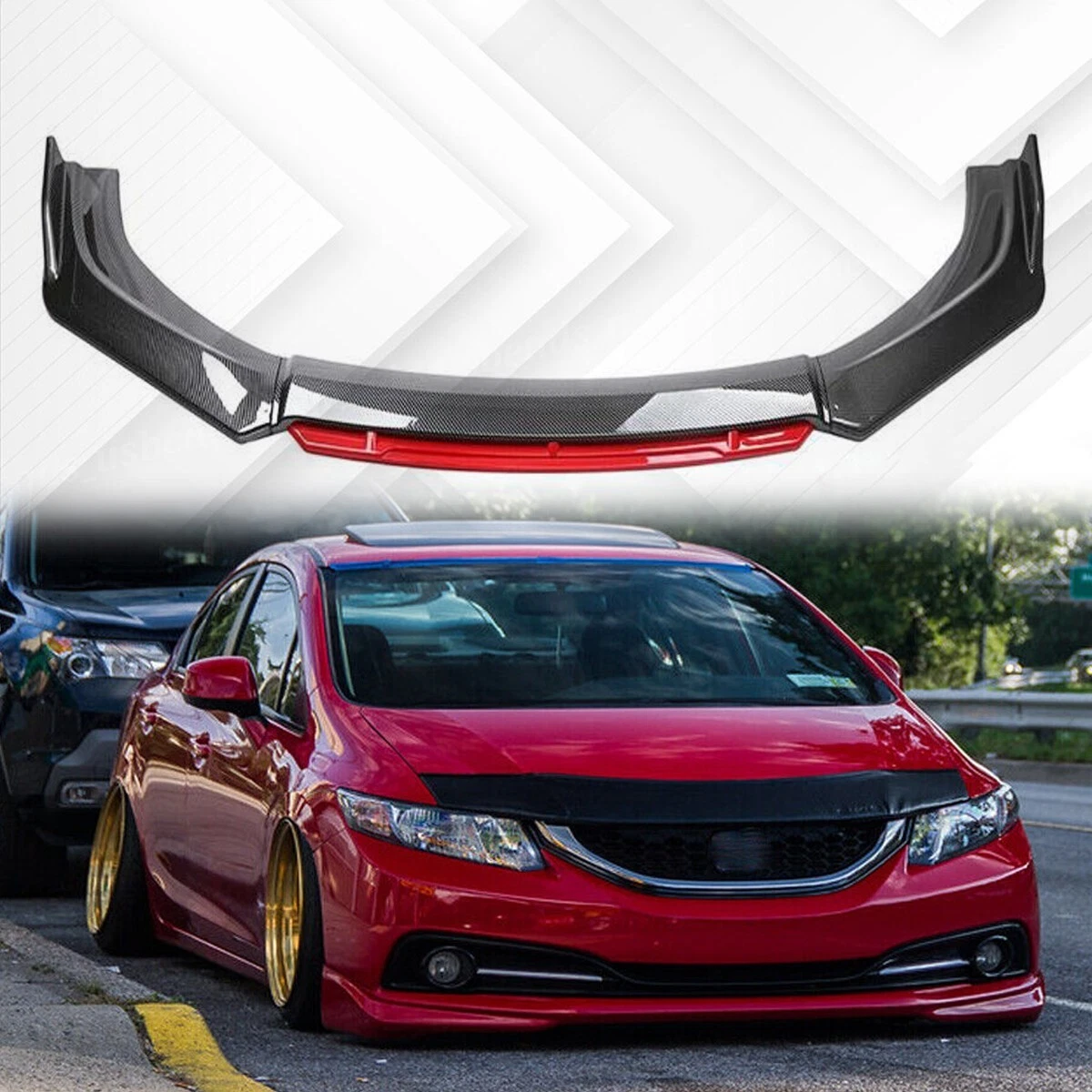 USA Carbon Front Bumper Lip Splitter For 2013 2014 2015 9th Honda