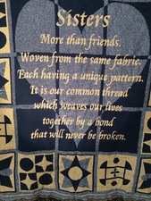 tapestry throw blanket for couch "Sisters" Nice Poem 44" X50"