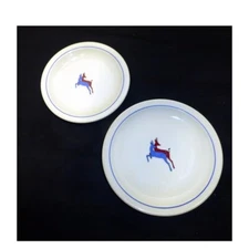2 South African steamship line plate restaurant military ship Syracuse vtg china