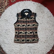 Womens Woolrich Vest Bears Indie Boho Ski Lodge Chic Winter Fall Size Small S
