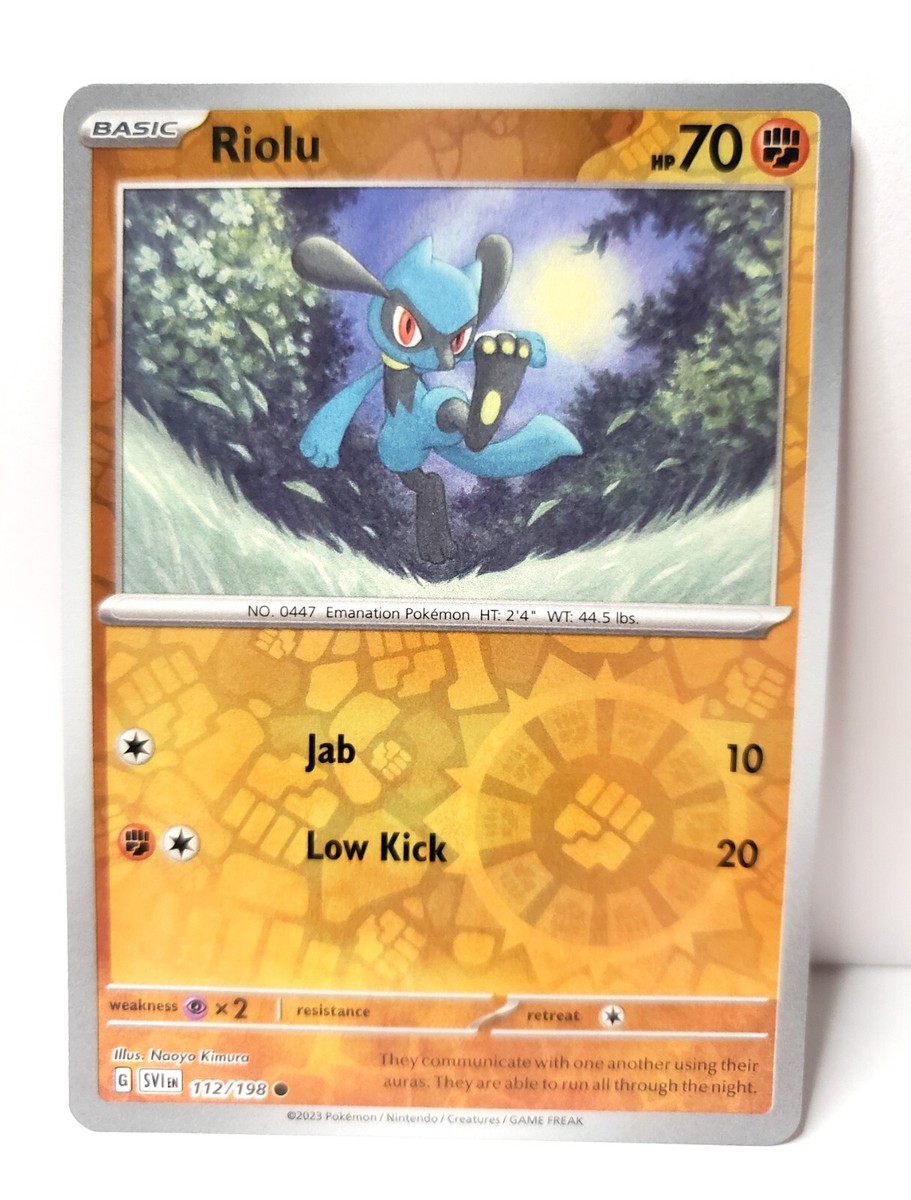 3番リオ Pokémon TCG - RIOLU - Reverse Holo - 112/198 - Scarlet & Violet