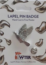 English Pewter, WOOD PIGEON Bird, Lapel Pin Badge / Tie Pin Badge (B34)