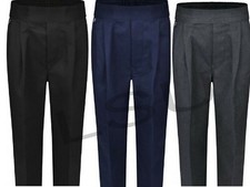 SCHOOL PULL UP TROUSERS HALF ELASTICATED WAIST BOYS SCHOOL PULL UP TROUSERS