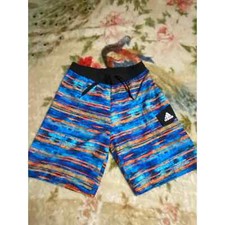 Adidas XL boys swim trunks Blue Black and Orange Abstract prin