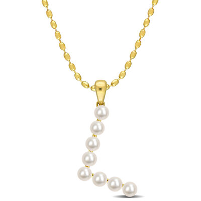 Amour Yellow Plated Sterling Silver 3.5-4mm FWP ''L'' Initial Pendant w Chain
