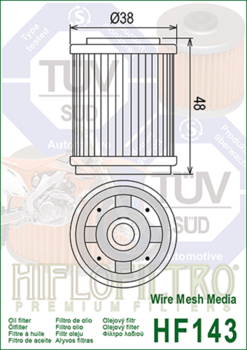 HI FLO-OIL FILTER HF143-Fits:Yamaha TW200-TTR225-TTR230-XT225-XT200