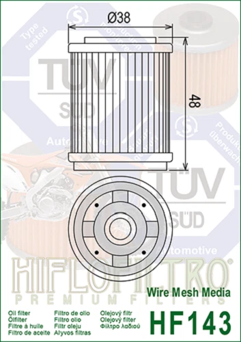 Filtro de aceite HiFlo HF143 Yamaha TW200 Trailway TTR225 TTR230 XT225 XT200 Foto 2 de 2