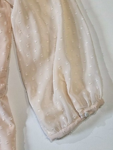 LOFT Blouse Womens Unsized Light Pink V-neck Sheer Balloon Sleeve Feminine Top - Picture 7 of 8