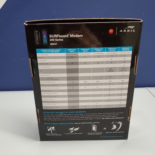 Arris Motorola SB6121 SURFboard Cable Modem 200 Series Docsis 3.0 IPv6, 172MBPS - Picture 3 of 9