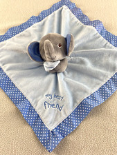 Garanimals Elephant Plush Lovey Security Blanket My Best Friend Blue Satin Back
