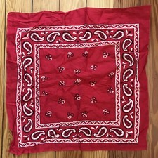 Vintage Red Paisley Fast Color Cotton Bandana Made in USA Wamcraft