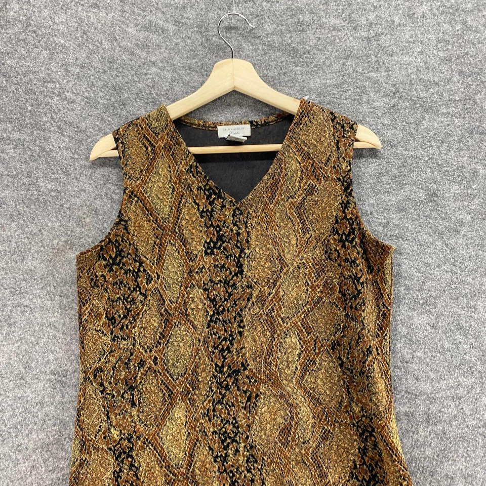 Блузка женская Laura Ashley PM миниатюрная коричневая с анималистическим принтом с v-образным вырезом повседневная без рукавов - Изображение 3 из 4