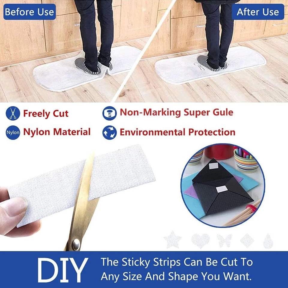 Cinta adhesiva autoadhesiva de 16,4 pies gancho y bucle tiras traseras adhesivas rollo de sujeción EE. UU. Foto 3 de 4