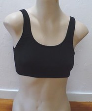 Tank Black crop top sz MD lined front COTTON stretch blend NEW w/tags