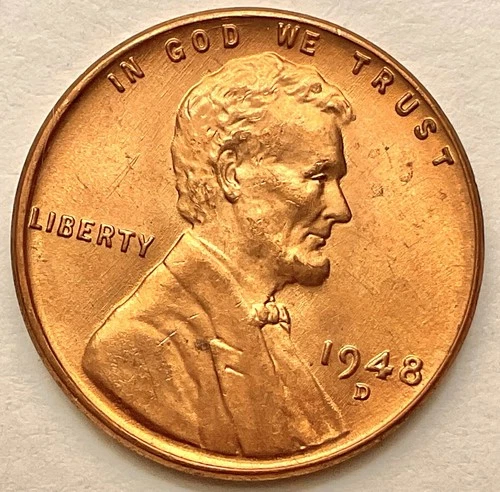 1948-D  Uncirculated BU Red RD - Lincoln Wheat Cent  ~ B837
