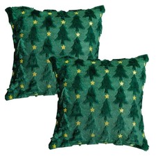 Christmas Throw Pillow Covers 18x18 Inch 18" x 18" Pack of 2 8-1-tree-green