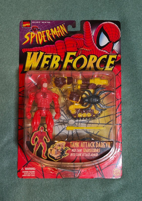 1997 ToyBiz Marvel Spider-Man Web Force Tank Attack Daredevil Figure
