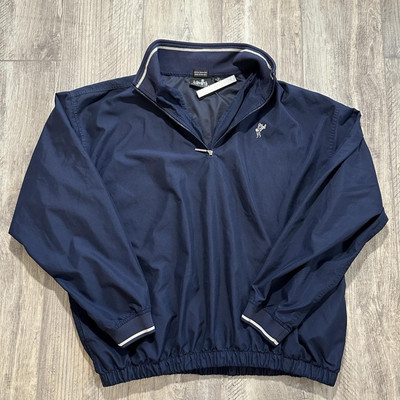 Ashworth Pullover Mens 1/4 Zip Navy Blue Weather Systems Golf
