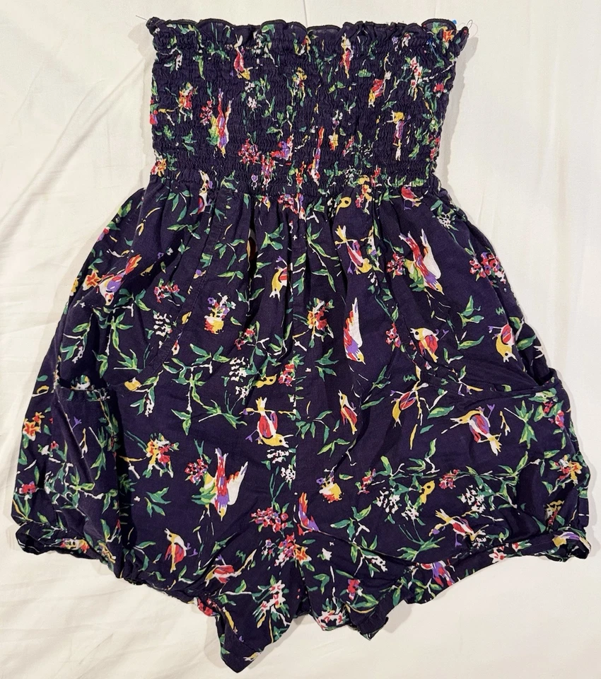 Mameluco vintage Y2K Fire Los Angeles tropical sin tirantes busto acanalado dobladillo burbuja S Foto 3 de 4