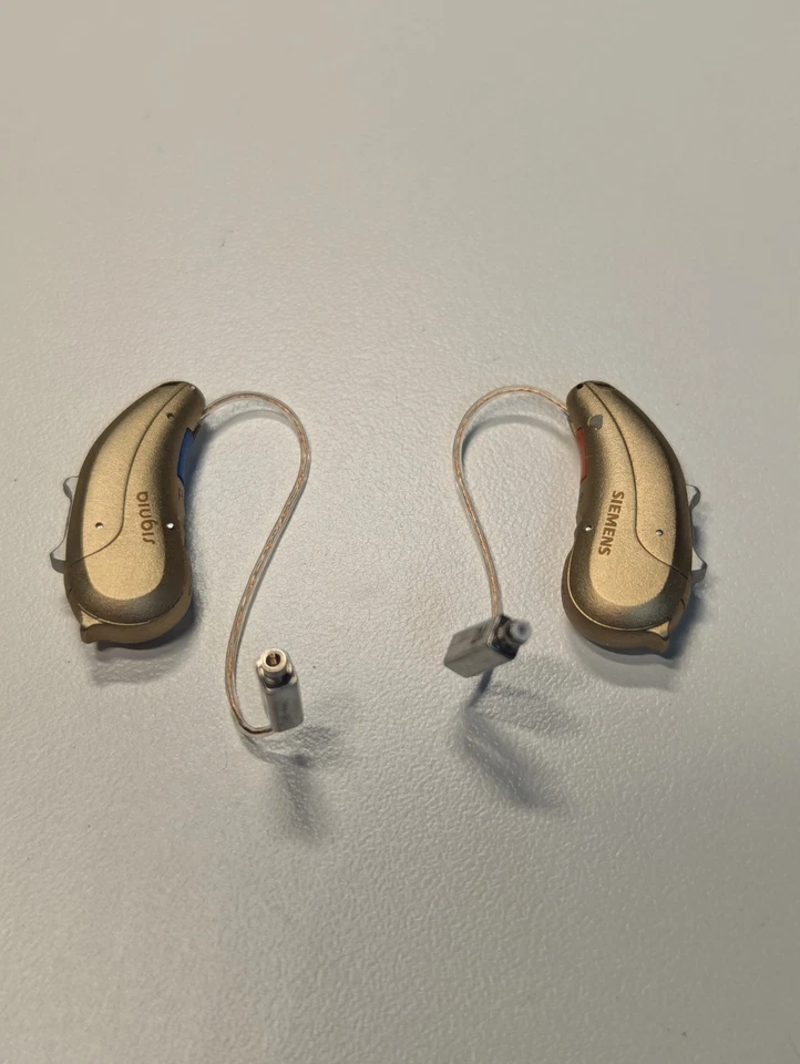 Siemens Signia PURO 1Px Audífonos Usados Par Dorado Izquierdo y Derecho RIC Foto 4 de 4