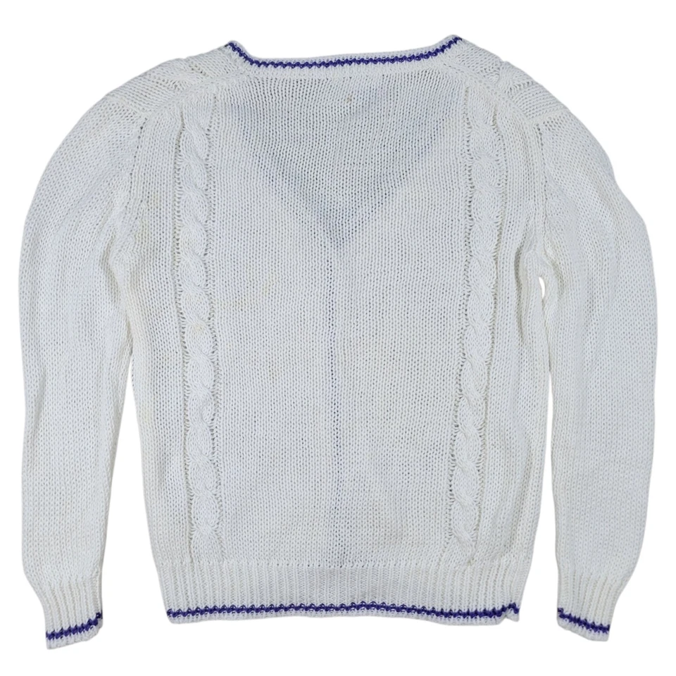 Suéter De Colección Christian Dior Tejido Para Mujer M Blanco Lino Algodón Tenis Preparación Botón Foto 2 de 4