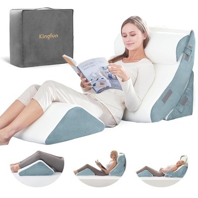 Kingfun 4PCS Orthopedic Bed Wedge Pillow Set for Headboard, Post Surgery Memo...