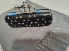 ALEXANDER MCQUEEN Knuckle Duster Black Leather Silver Studded Skull Clutch