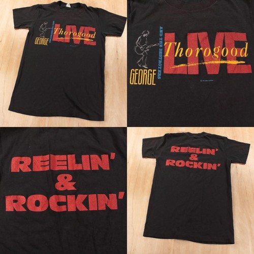 Thorogood, GEORGE THOROGOOD 1986 Reelin & Rockin t-shirt EXTRA SMALL vtg 80s single stitch