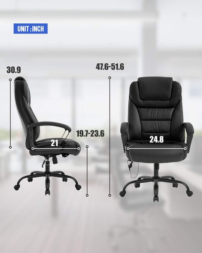 Big and Tall 500lbs Wide Seat Ergonomic Desk Chair with Lumbar Support Arms H... - Picture 7 of 7