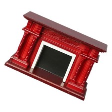 Miniature Doll House Wooden Fireplace Model Small House Decor Accessory