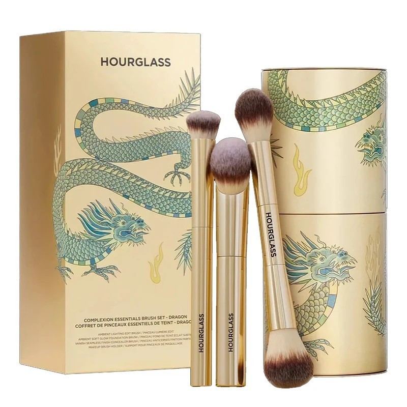 HOURGLASS メイクブラシセット 5本 ゴールド Hourglass 3pcs Makeup Brush Set Foundation Powder Concealer New