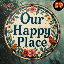 2D Flat,Vintage-Style Tin Metal Signs Home D cor 8x8 Wall Art Plaque,Round "Our