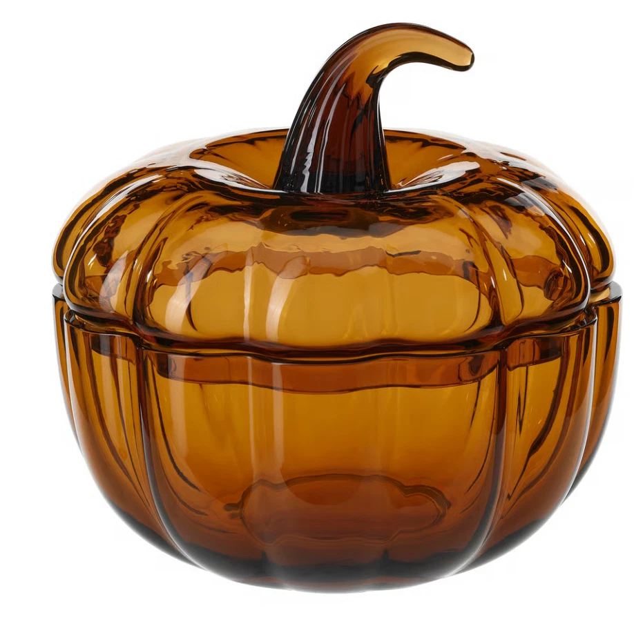 IKEA HOSTAGILLE Schüssel & Deckel braun 7 1/2" Kürbisglas Limited Edition NEU