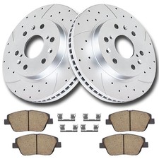 Front Brake Kit Drilled and Slotted Rotors Ceramic brake Pads