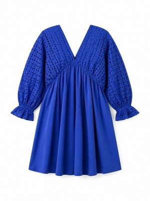 blue eyelet mini dress JUDITH MARCH Blue Eyelet Mini Dress main image 0