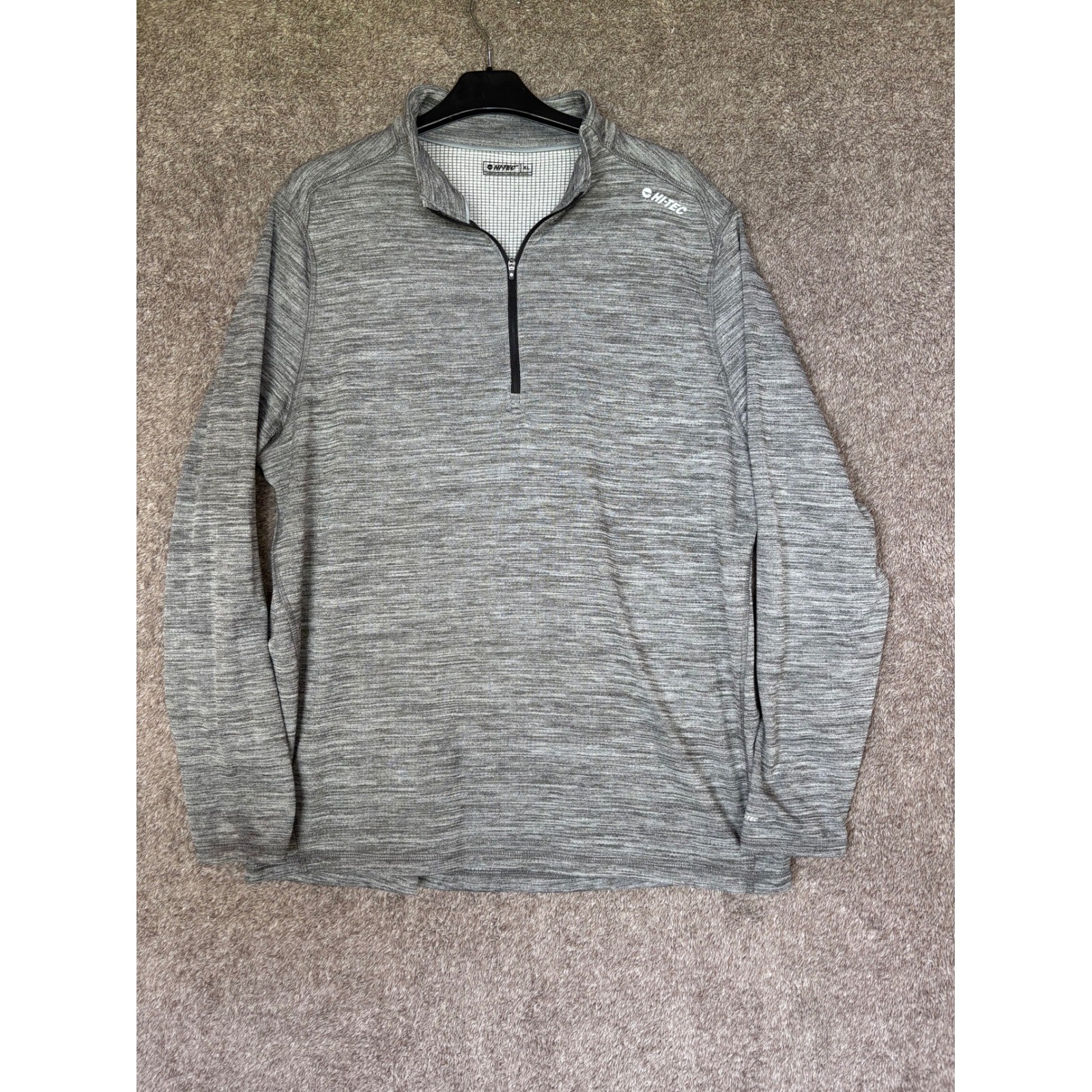 Hi Tec Men's XL Gray Quarter Zip Long Sleeve Athletic Pullover Shirt