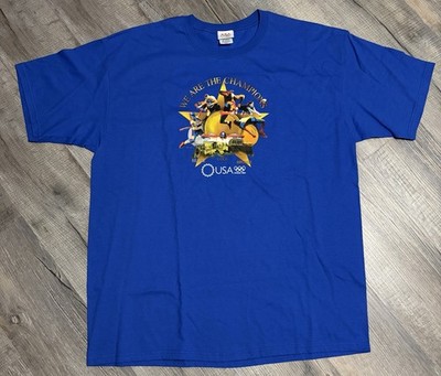2004 We Are The Champions USA Olympics Athens Greece Shirt Blue Medal Count 2X